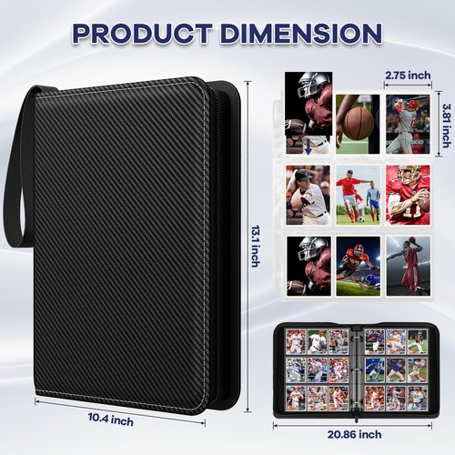 Trading Card Binder with Sleeves, 9 Pocket Trading Card Binder Premium 720 Double Sided Pocket PU Card Collection Binder, Collectible Card Albums Card Folder for MTG, TCG, Sports Cards, Game Cards