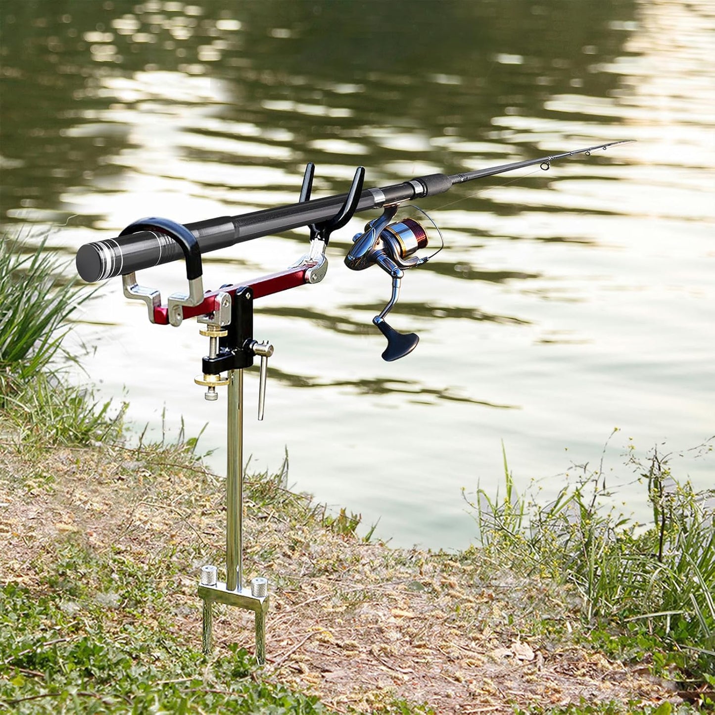 2 Pack Fishing Rod Holders for Bank Fishing, Multifunctional Stainless Steel Fishing Pole Holders for Ground, 360 ° Adjustable & Detachable Easy to Carry, Gift for Men Father’s Day, Birthday Day