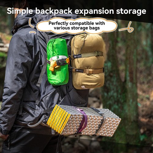 HIKEMAN 4 Pcs Tactical Molle System Backpack Straps and Buckles Set -Adjustable 19.49" Pack Attachment Strap Accessories(Khaki)