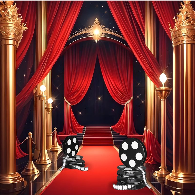 Honoson 4 Pcs Movie Reel Filmstrip Centerpiece Cinema Props Theme Party Decorations Reel Decor for Movie Night Party Decor