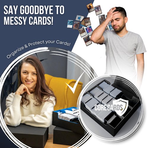 Trading Card Storage Box Deck Case - Holds 1800+ Cards With Magnetic Closure, 10 Dividers, 3 Foam Stoppers and 100 Sleeves fits Commander MTG, YuGiOh, and Sports Card Collection TCG PTCG