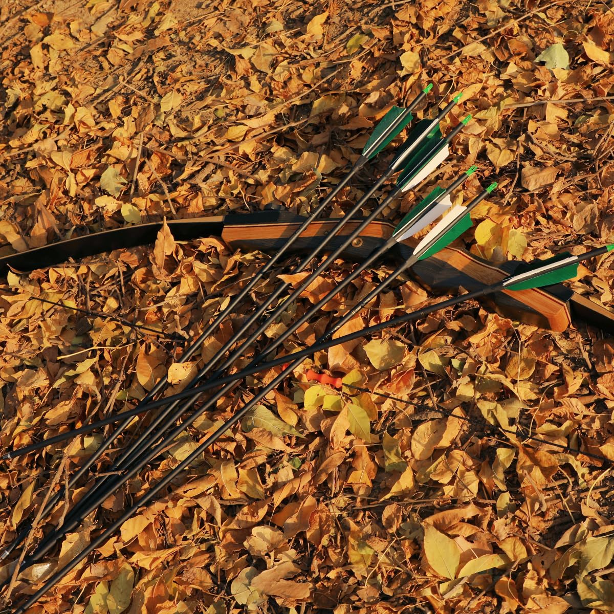 LWANO 30" Carbon Arrows-Archery Target Practice Hunting Arrows with 4" Turkey Feather Spine 500 for Recurve & Long Bow(Pack of 12) (Bule)