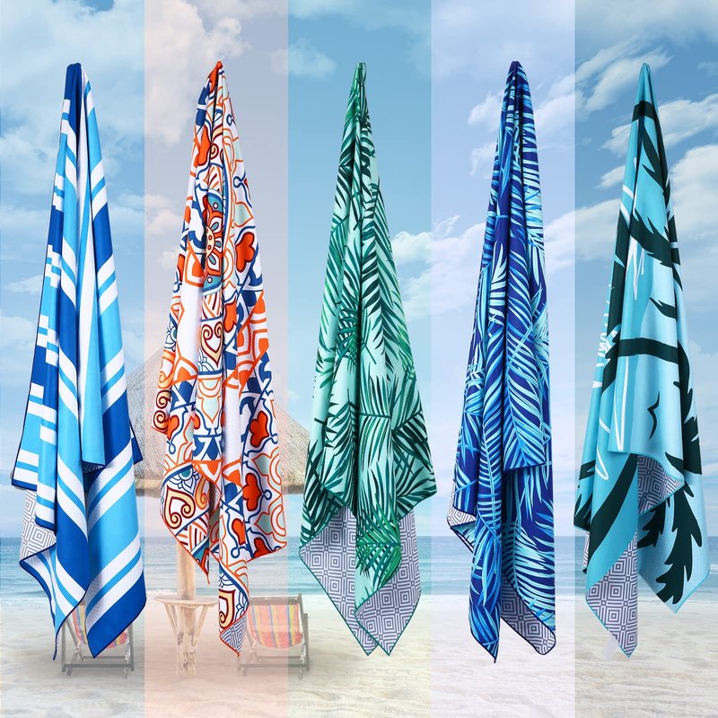 2 Pack Microfiber Beach Towel, Oversized Microfiber Pool Towel 75”x 35”, Sand-Free Beach Towel, Quick Drying Camping Towel, Super Absorbent Bath Blanket, Soft Breathable and Lightweight