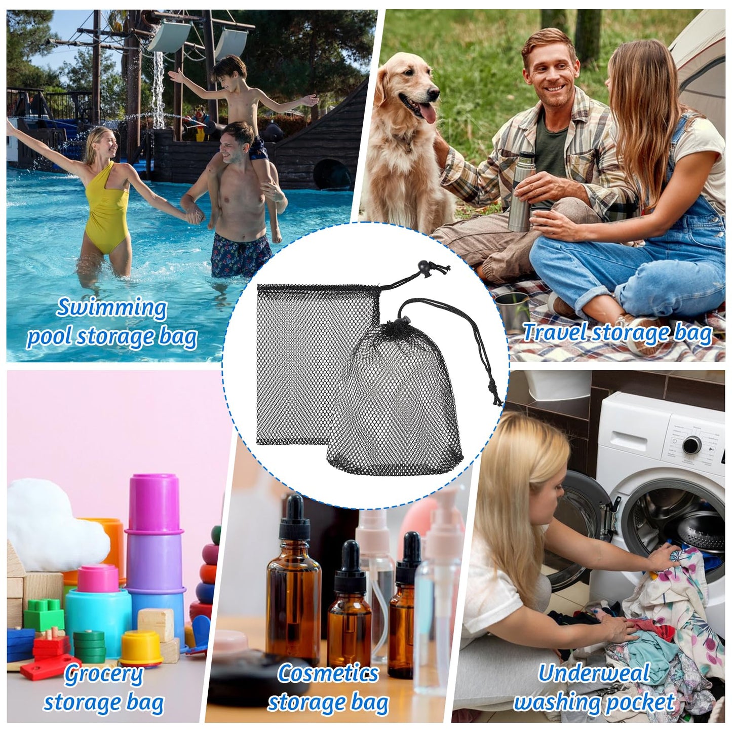 10 Pieces Small Mesh Bags Drawstring Nylon Net Balls Gift Bags 6 X 8 Inch Mini Drawstring Gym Bag Mesh Black Travel Stuff Storage Bag with Cord Lock Closure for Gym Sports Laundry Travel