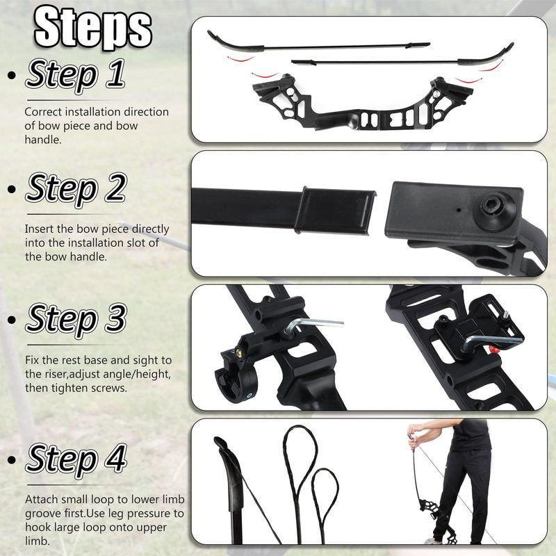 SERfawnCH 30/40lbs Recurve Bow & Arrow Set for Adults, Right-Handed Takedown Bow with Carbon Arrows, Hunting & Archery Practice Kit for Outdoor Target