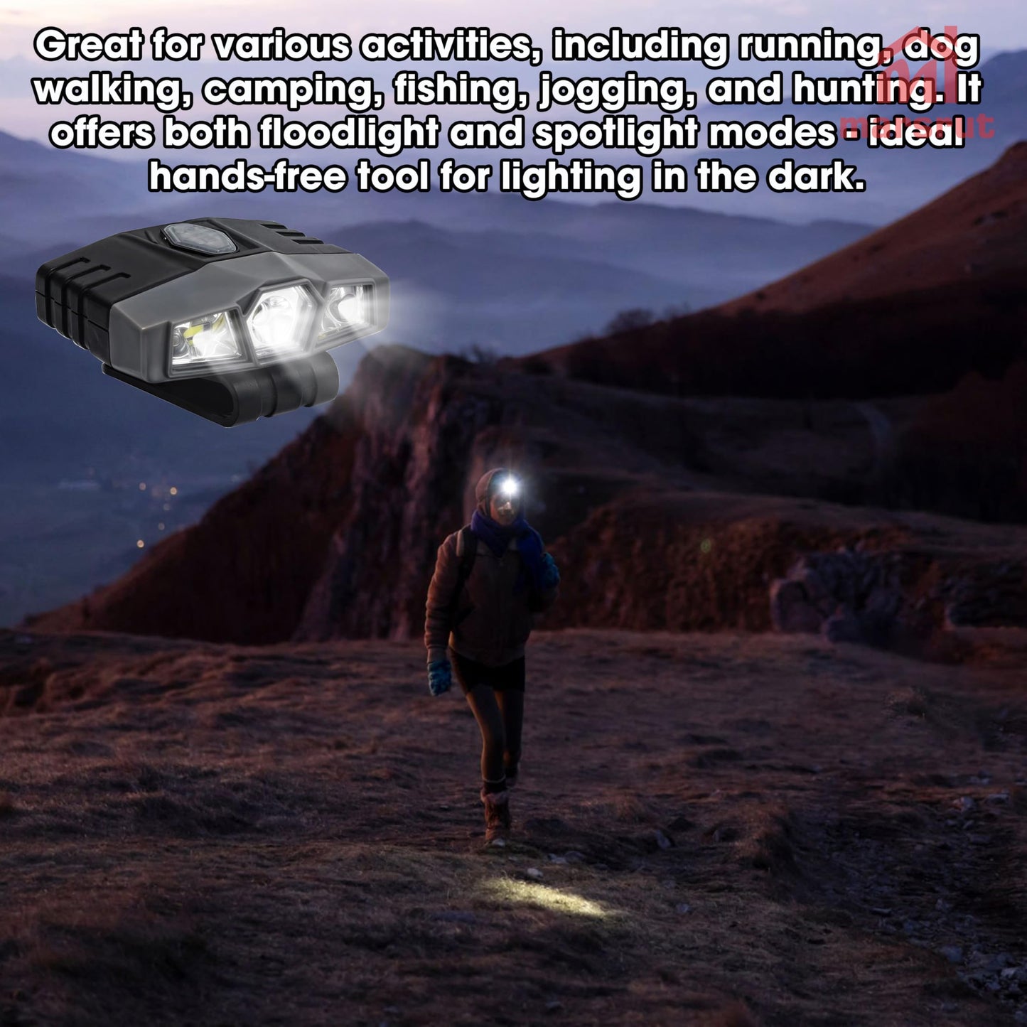 2 Pieces LED Clip On Cap Lights, Hat Flashlight Headlamp Brim Rechargeable Ultra Bright Mini Portable Spotlight for Hands-Free Baseball Caps Fishing Camping 150 Lumens Lighting Waterproof (Black-Grey)