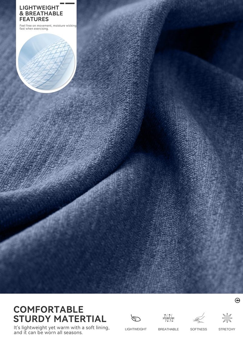 Obla Golf Quarter Zip Pullover for Men Mock Neck Sweatshirt Lightweight Sun Protection Men's Long Sleeve Golf Shirt (Deep Blue Melange_XL)