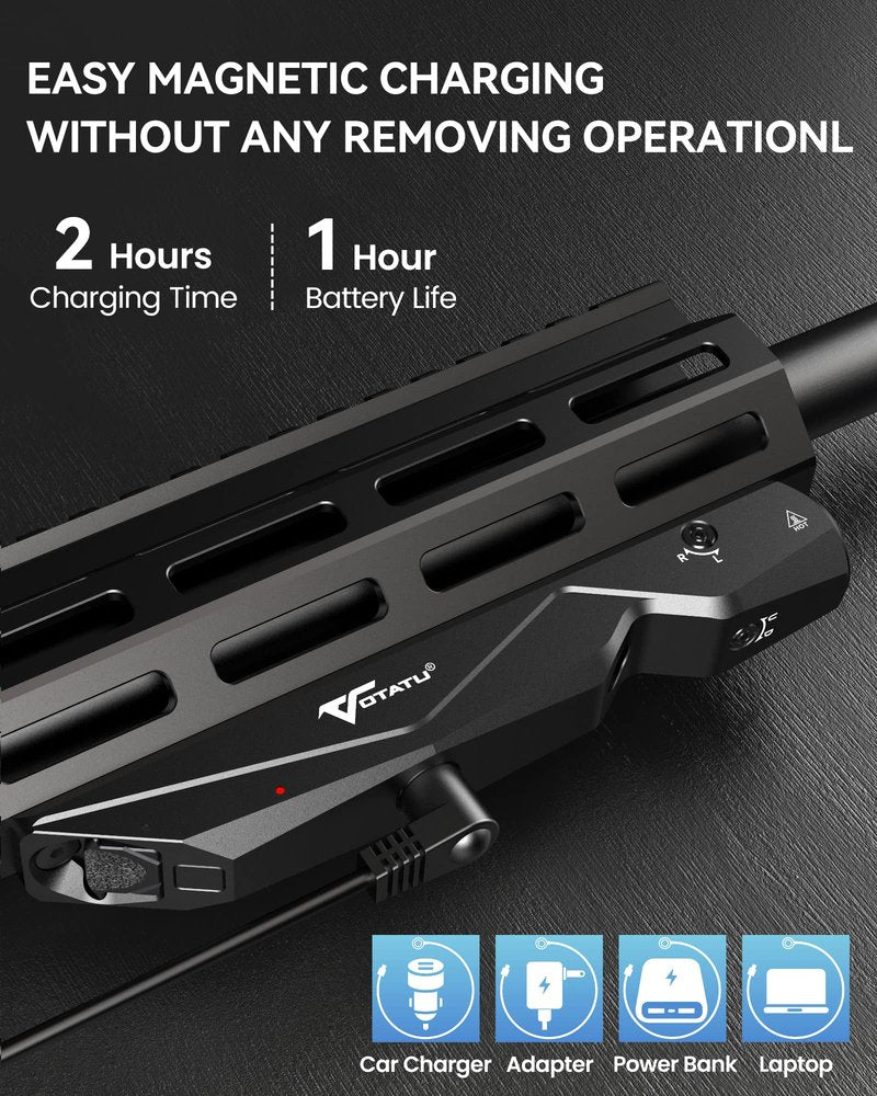 Votatu M9L-G 1600 Lumens Light Laser Combo Compatible with M-Lok Rail Surface, Tactical Flashlight and Green Laser Sight for Rifle, Strobe Function, Magnetic Rechargeable,IIIA Class Laser Output ≤5mw
