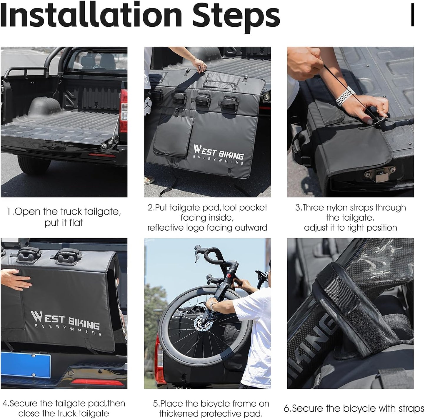 ICOCOPRO Bike Pads for Pickup Truck Tailgate With Secure Frame Straps, Protection Pad for Bike and Truck