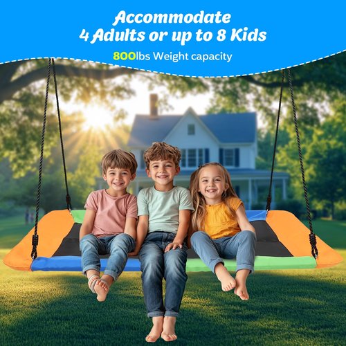60 Inch Kids Platform Swing for Kids and Adults,800lb Large Outdoor Tree Swing with 2pcs Tree Hanging Straps