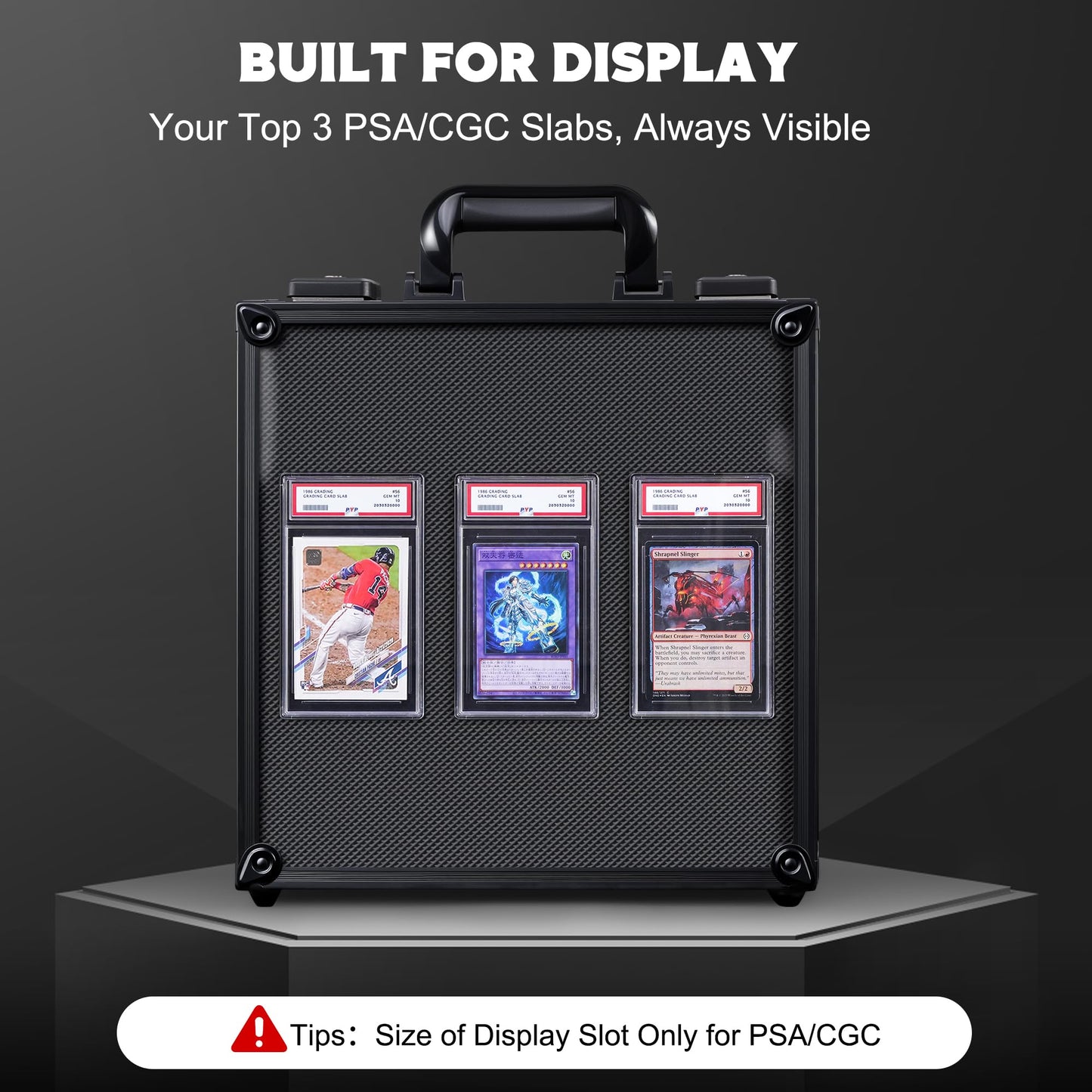 Kabinka Graded Card Storage Box with Display Window for PSA/CGC Holder, TSA Combination Lock Trading Card Case for Sports Cards, Storage Slab Case with 6+2 EVA Dividers for MTG/TCGs (Carbon Fibre)