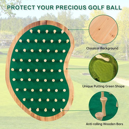 40 Golf Ball Collection Display Case Cabinet Holder Rack Wall Mount Golf Gifts for The Golf Enthusiast - Golf Display Box Unique Putting Green Shape