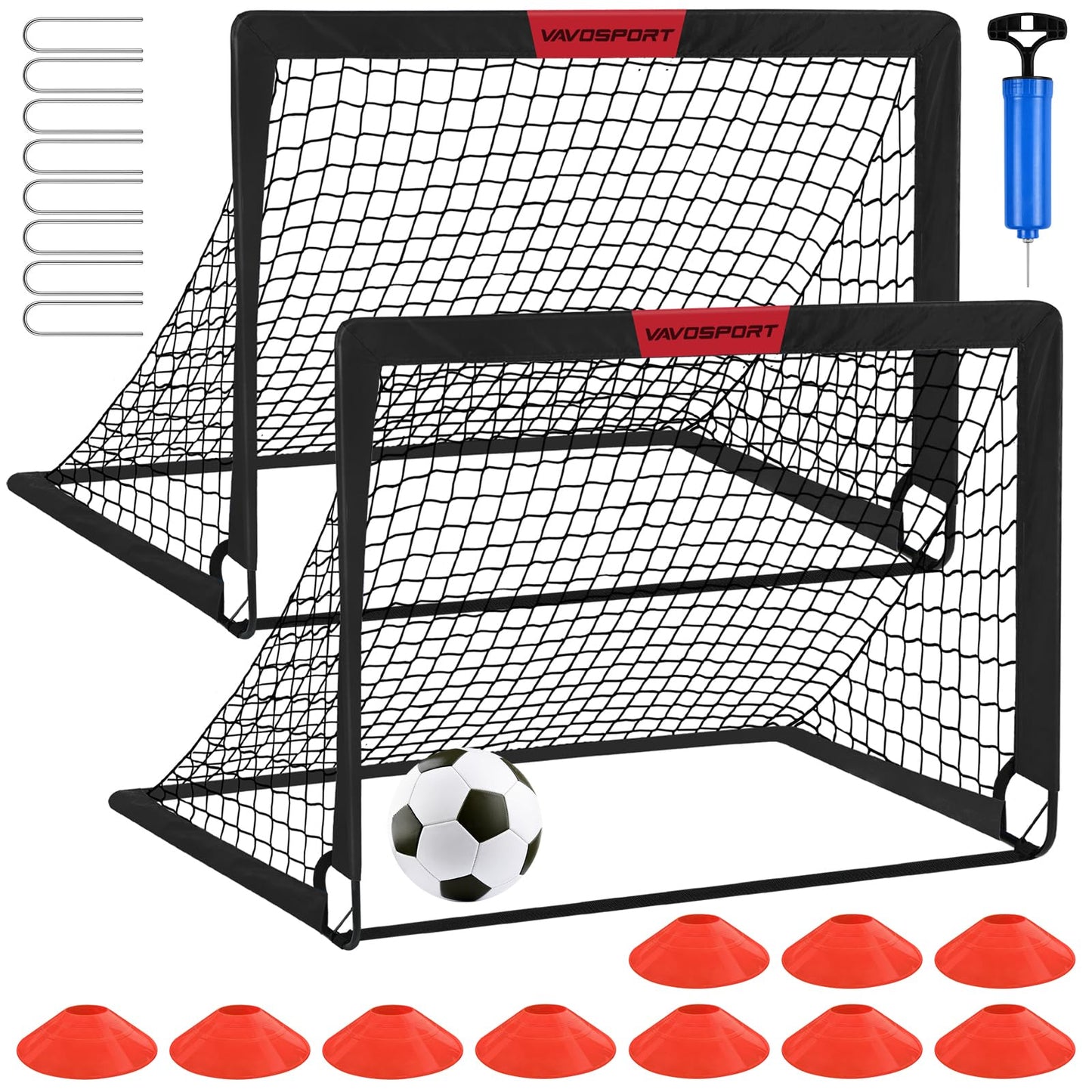 Kids Soccer Goals for Backyard Set - 2 of 4' x 3' Portable Soccer Goal Training Equipment, Pop Up Toddler Soccer Net with Soccer Ball, Soccer Set for Kids and Youth Outdoor Games, Sports, Play