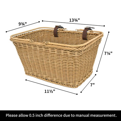 GRANNY SAYS Bike Basket, Wicker Basket for Bike, Hand-Woven Bicycle Basket, Detachable Wicker Front Handlebar Bike Basket