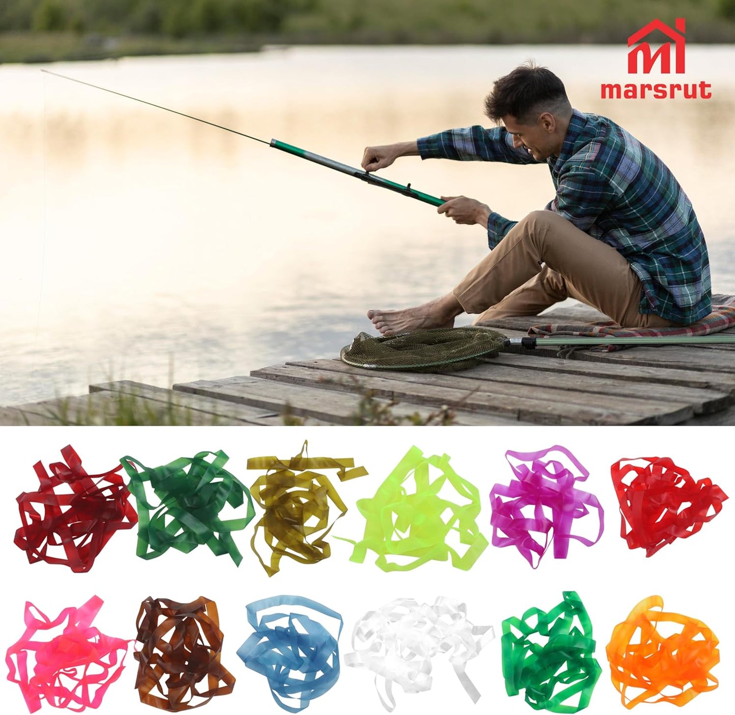 12pcs Scuds Fly Tying Materials, Elastic Backing Tape Body Wrap, 6mm Wide, Total 15 Yards, Thin Sunken Stretching Skin Back for Sunked Scud Shrimp Caddisfly Larvae Larve Bugs (Mix 12 Colors)