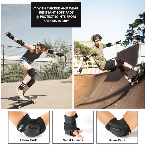 Tanden Skate Protective Gear Adult Knee and Elbow Pads for Roller Skating Pads Adult, Skateboard Knee Pads Elbow Pads Wrist Guards