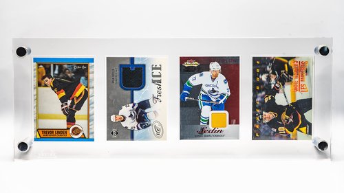 NEWVAVA Trading Card Frame Holder Stand Display - 4 Card Slots Clear Acrylic UV Filtering Screwdown