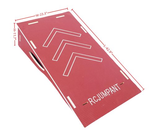 Skateboard & Bike Ramp,RC Car & Dirt Bike Jump Ramp– Heavy-Duty BMX, Scooter – 3 Sizes, Portable, Non-Slip– Easy Assembly, No Tools Needed (Red, 42.9 "L x 23.3" W x 11.7 "H)