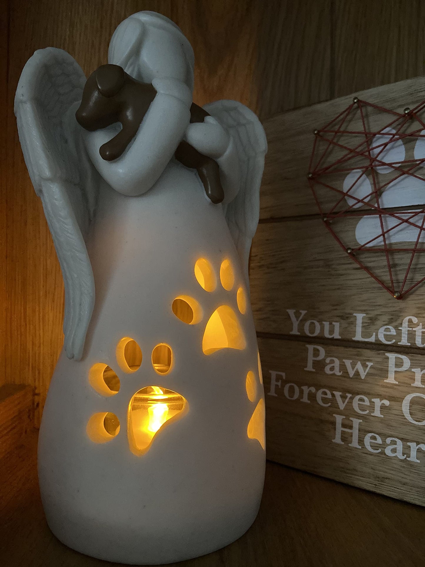 OakiWay Dog Memorial Gifts – Dog's Angel Candle Holder Statue w/Flickering Led Candle - Pet Loss Gifts, Dog Lovers Gifts for Women, Sympathy Gift Ideas for Loss of Dog, Angel Figurines Dog Decor