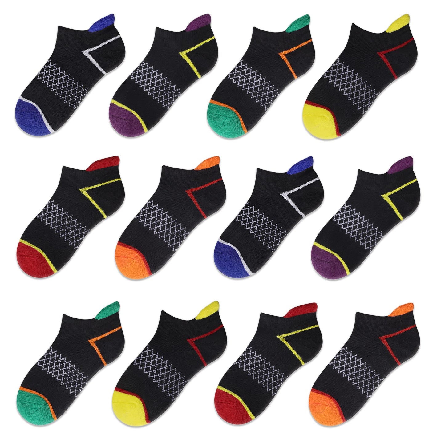 12 Pairs Boys Socks Ankle Athletic Sports Socks With Cushioned Sole For Big Little Kids