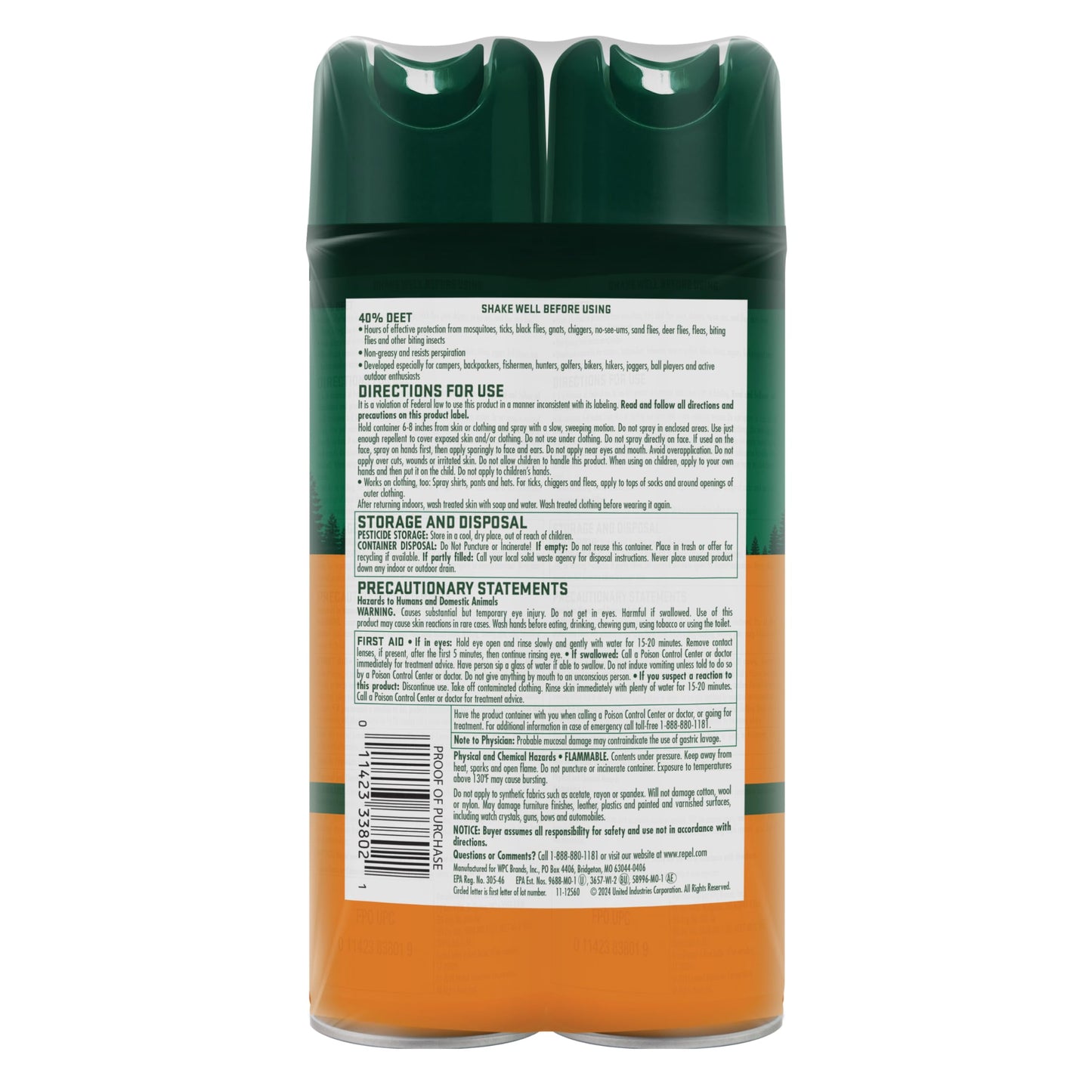 Repel Insect Repellent Sportsmen Max Formula 40% DEET, 2-6.5 Ounce Aerosol Cans, 2 Pack, Long-Lasting Aerosol Insect Repellent Spray Repels Mosquitoes, Ticks, Gnats, Biting Flies, Chiggers And Fleas