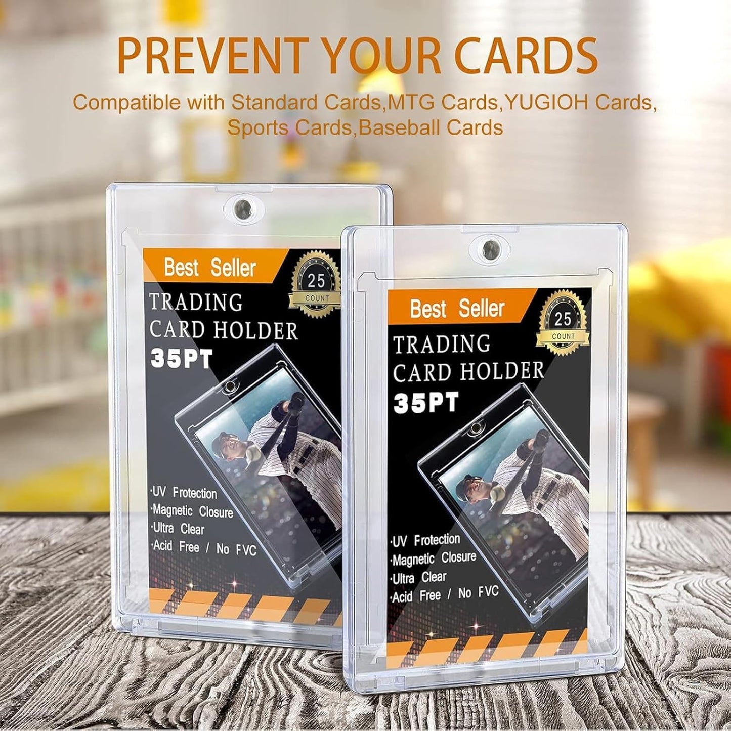 Jetec 20 Pieces Trading Card Protector Baseball Screw Card Holder 35 Pt Acrylic Clear Display Protector for Baseball Football Sports Trading Game Storage and Display