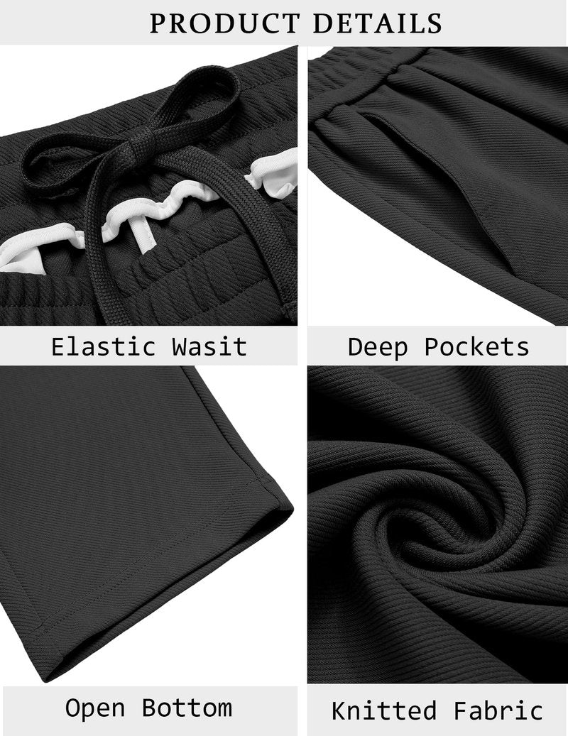 COOFANDY Mens Casual Sweatpants Open Bottom Lounge Pants Lightweight Baggy Workout Yoga Track Pants Black
