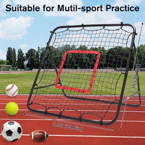 Soccer Rebounder Net, Adjustable Angle Football/Baseball/Volleyball Rbounder Net Gifts Aids & Training Equipment for Control, Passing Practice, Multi-Sport Practice Rebounder Net for Kids Teen Adult