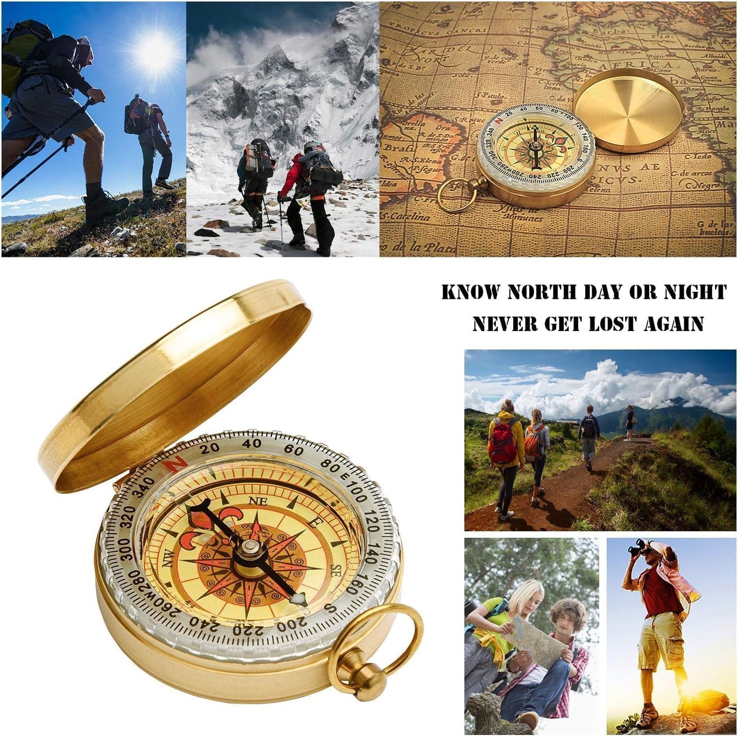 1 PCS Camping Survival Compass Metal Compass Kids Compass for Hiking Camping Hunting Outdoor Military Navigation Tool