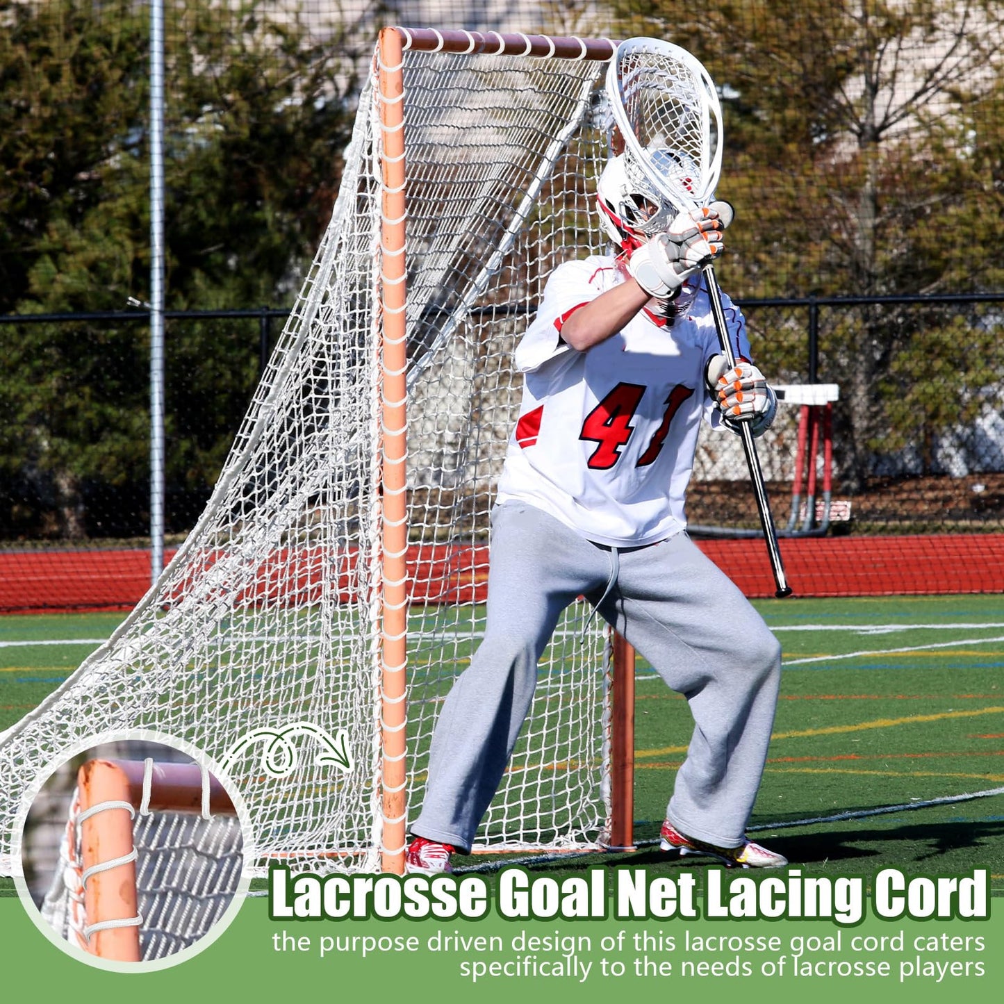2 Pcs 92ft 4mm Lacrosse Net Lacrosse Goal Net Lacing Cord Long Lacrosse Goal Net Lacing Rope Easy Installation for Soccer Garden,Playground Net Backyard Collegiate Youth Net Not Include(White)