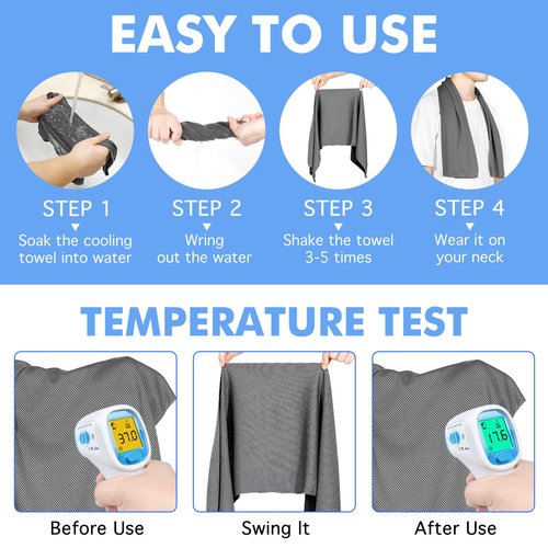 Fivali Cooling Towels for Neck and Face: 4 Pack Cooling Neck Wraps Chilly Sweat Towels for Gym Sports Workout, Blue 40"x12"