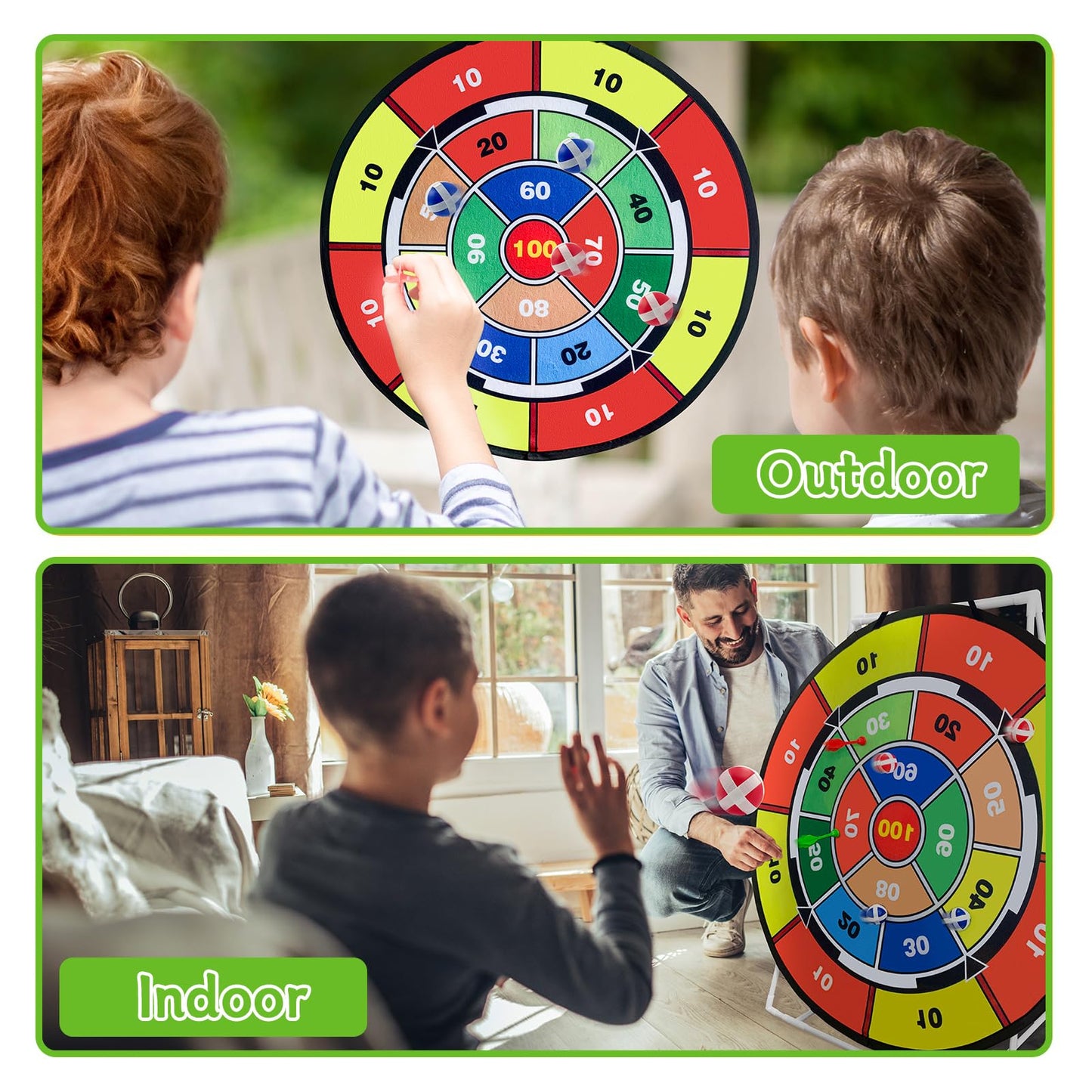 29’’ Large Dart Board for Kids, Space Dinosaur Double Sided Kids Dart Board, Dart Board with Balls for Kids, Outdoor Sports Fun Party Game Kids Toys, Gift for 3-12 Years Old Boys and Girls