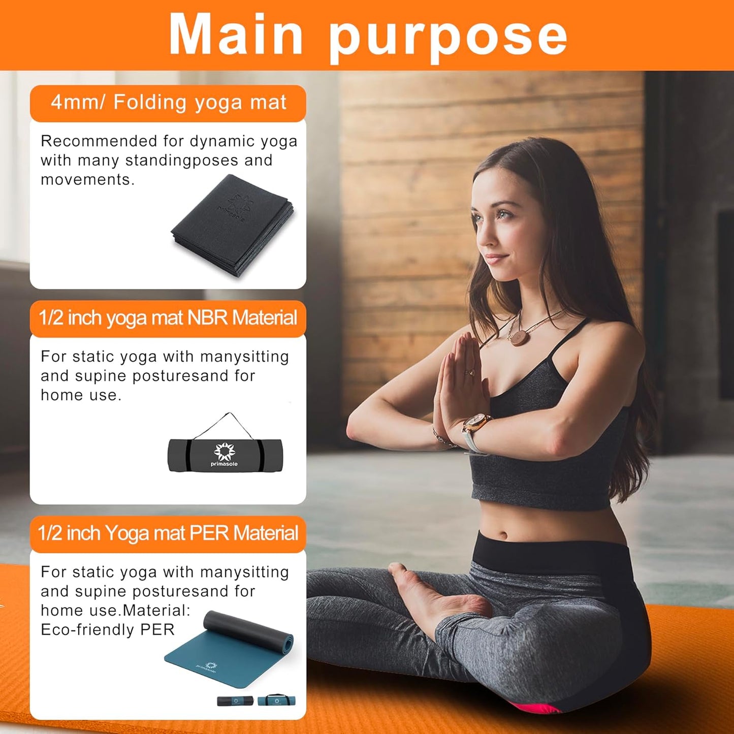 1/2-Inch Extra Thick NBR Yoga Mat with Enhanced Stability - Textured Design, Lightweight Mat with Carrying Strap & Case for Yoga, Pilates, Gym & Home Use (Multiple Colors)