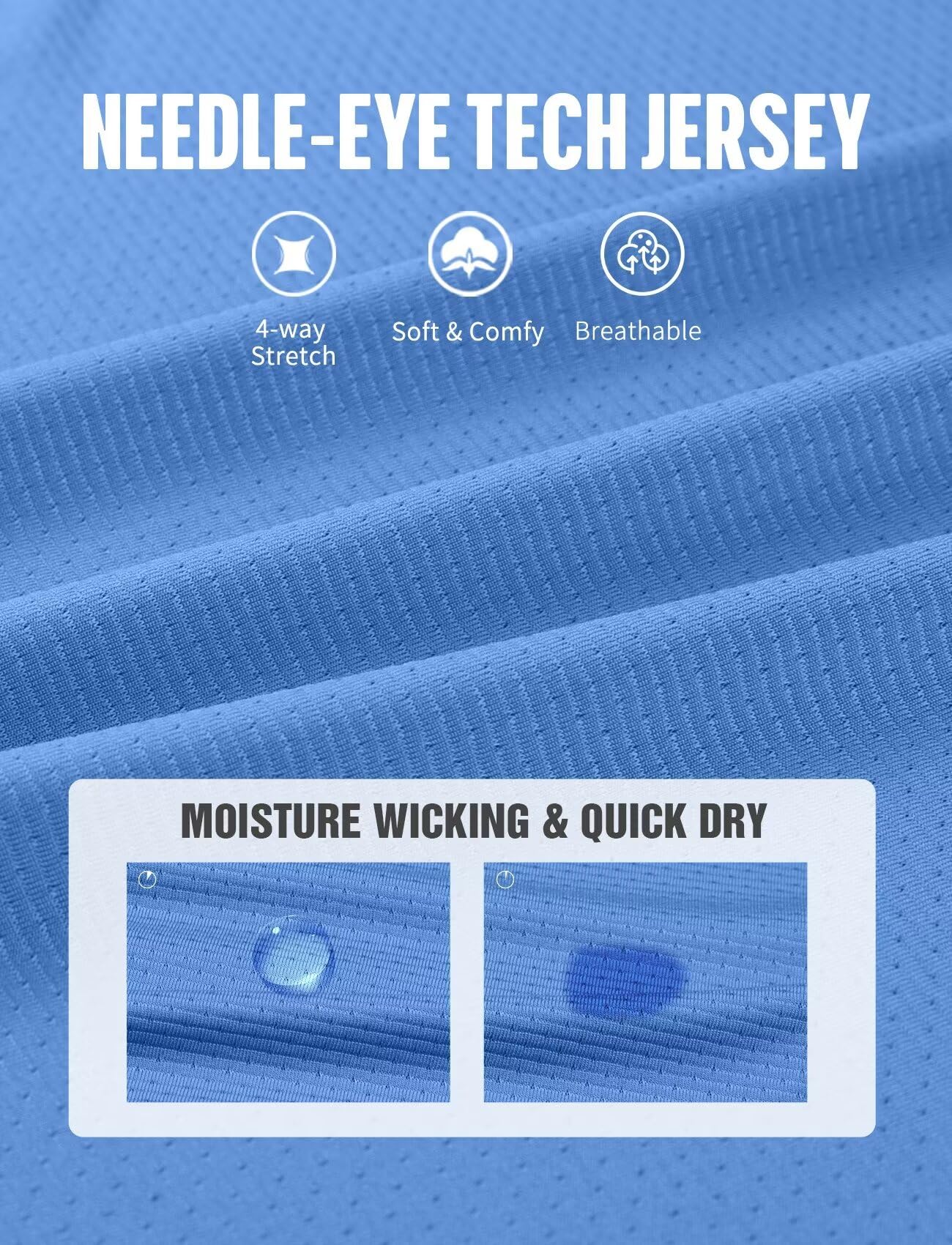Zengjo Workout Shirt Men Quick Dry(Blue,XL)