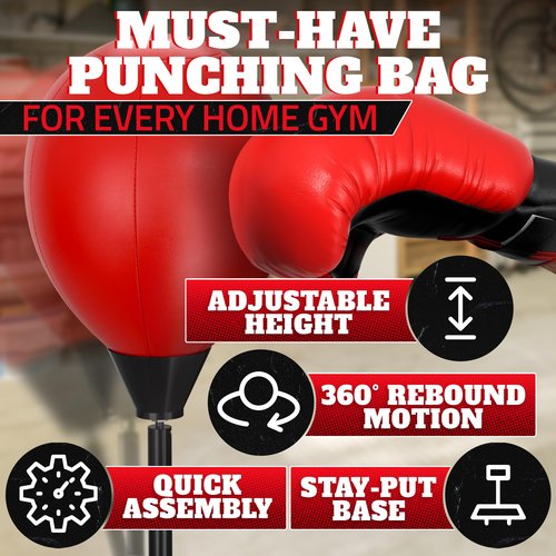 Punching Bag with Stand ??58 Inch Reflex Bag Boxing Set for Ages 15, Adjustable Height, Includes Gloves & Pump | Boxing Equipment - Active Builds Focus & Coordination | Great as Gifts