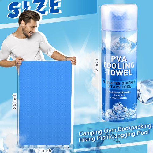 Peryiter 3 Packs PVA Cooling Towel Reusable Instant Cooling Neck Towel Breathable Soft Long Lasting Ice Sports Supplies for Running Hiking Swimming Golf (Dark Blue)