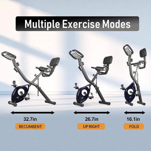 leikefitness LEIKE X Bike Ultra-Quiet Folding Exercise Bike, Magnetic Upright Bicycle with Heart Rate,LCD Monitor and easy to assemble (BLUE)