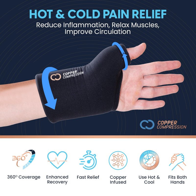 CopperFreeze™ Wrist Sleeve by Copper Compression. Hot & Cold Therapy Support for Pain, Swelling, and Injury Recovery. 360° Copper Infused Relief for Hands, Wrists, and Forearms