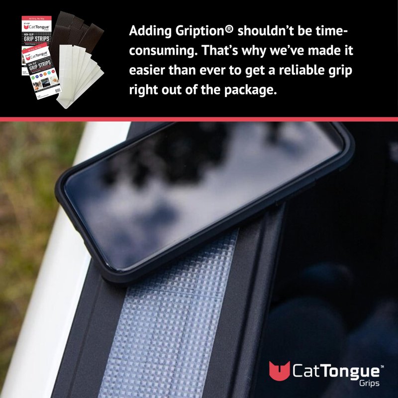 CATTONGUE GRIPS 2” Non-Abrasive Grip Tape Strips - Heavy-Duty, Waterproof Anti-Slip Tape for Furniture, Bathtubs, Frames, Gaming & More - Indoor & Outdoor Anti-Slip Solution (Clear, 1-Pack)