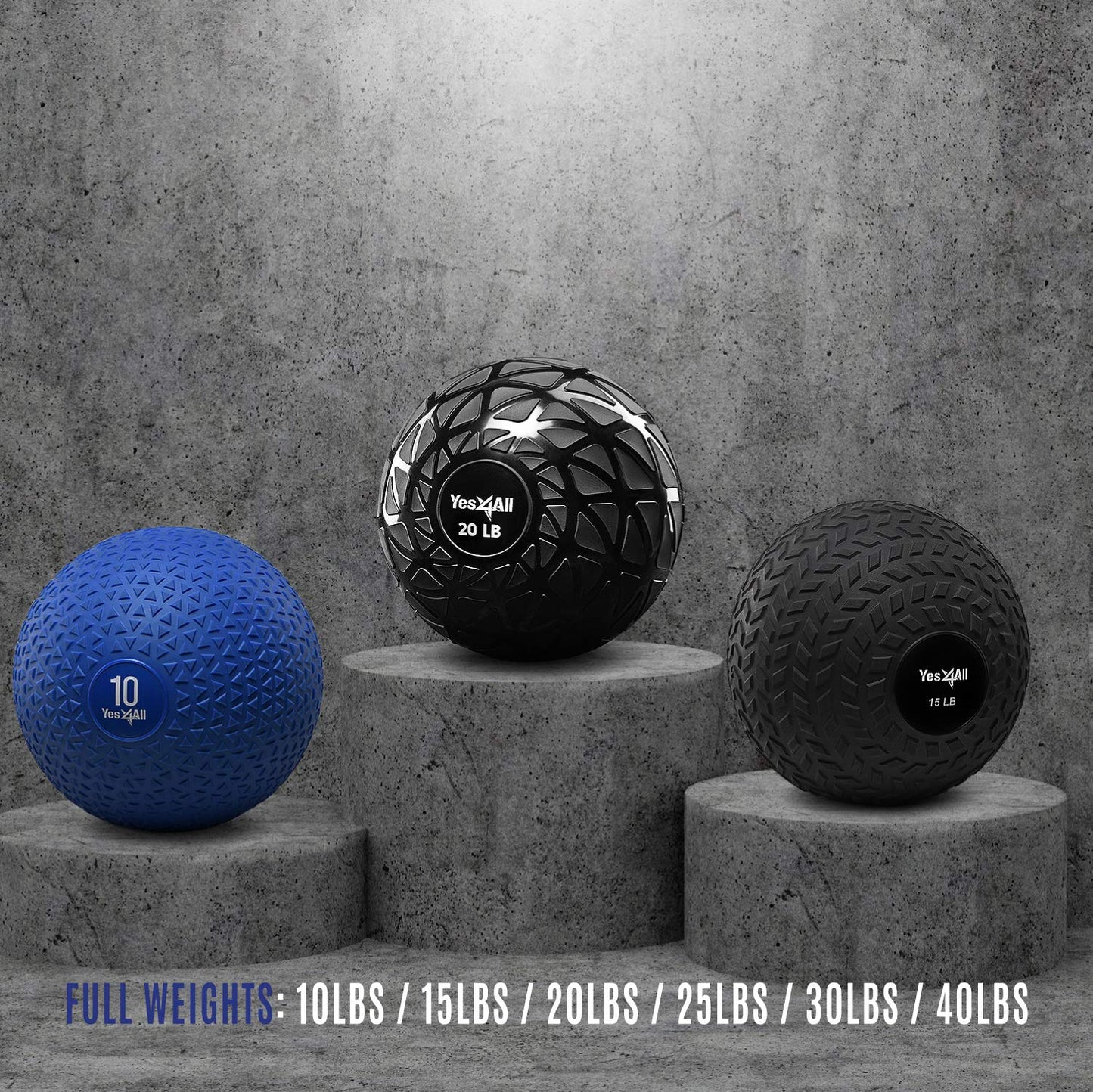Yes4All Slam Balls, 10-40lb Medicine Ball Weight, Durable PVC Sand Filled Workout Dynamic Medicine Ball for Core Strengthen