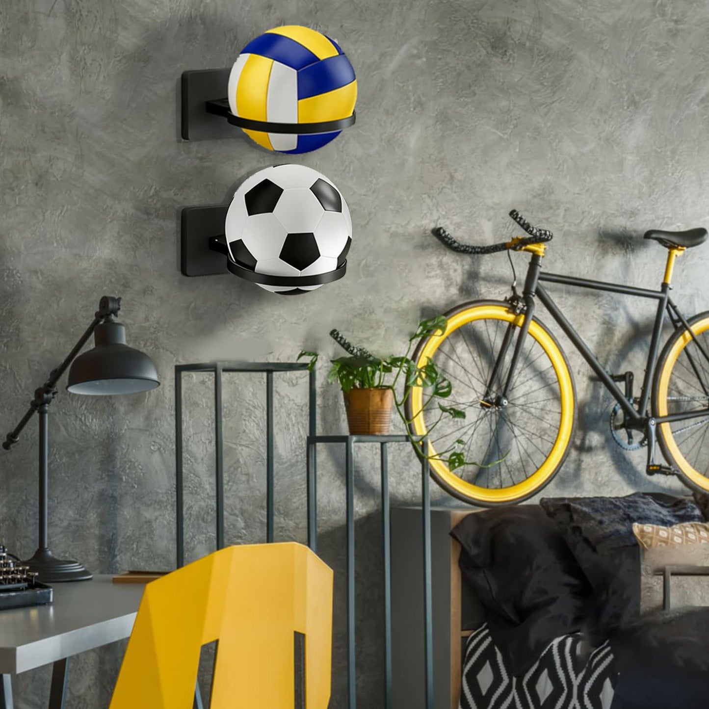 Lintriguingly Basketball Holder Wall Mount — Ball Holder Wall Mount,Ball Storage Display Rack for Autograph Basketballs, Soccer/Volleyball Holder,Sports Accessories Organizer (Black, 2-Pack)