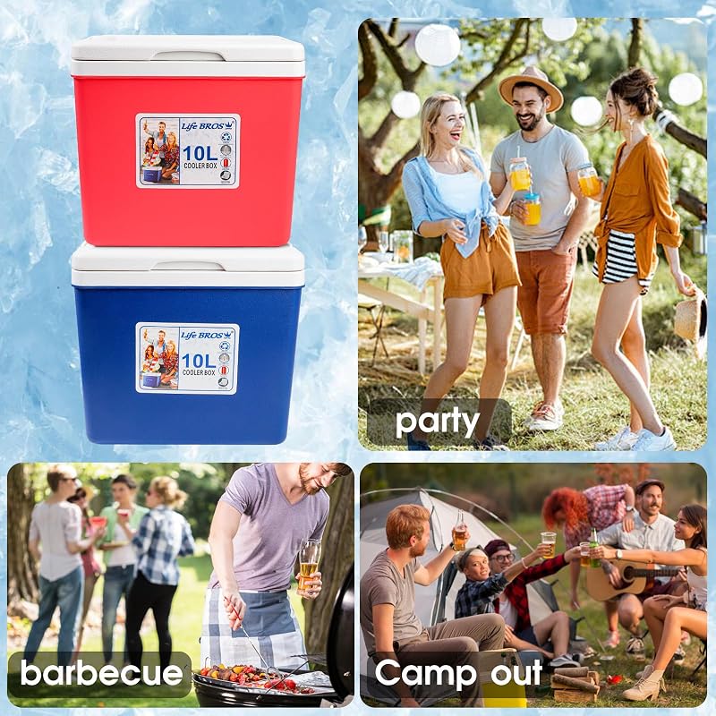 LifeBROS 11 Qt Insulated Cooler Hard Shell Lunch Box with Ice Pack - Red