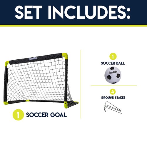 Franklin Sports Kids Mini Soccer Goal Set - Backyard/Indoor Mini Net + Ball Set with Pump - Portable Folding Youth Goal Set - 36" x 24"