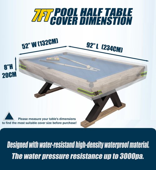 Pool Table Cover 7ft - Billiard Table Cover, 600D Waterproof Covers for Billiard Pool Table, Heavy Duty Scratched-Free UV Protection Snooker Furniture Table Cover - 7 Feet