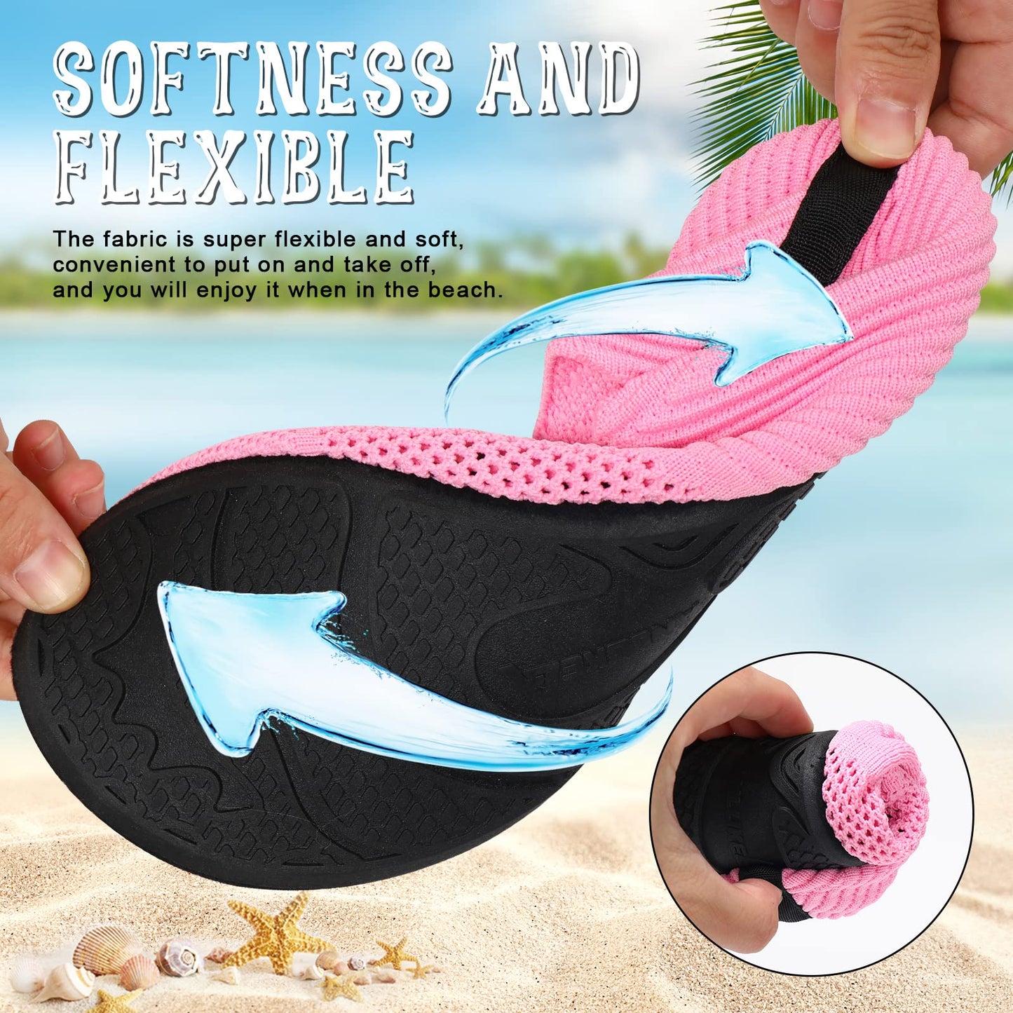ANLUKE Barefoot Quick-Dry Water Sports Shoes Aqua Socks for Swim Beach Pool Surf Yoga for Women Men (42/43, KPink)