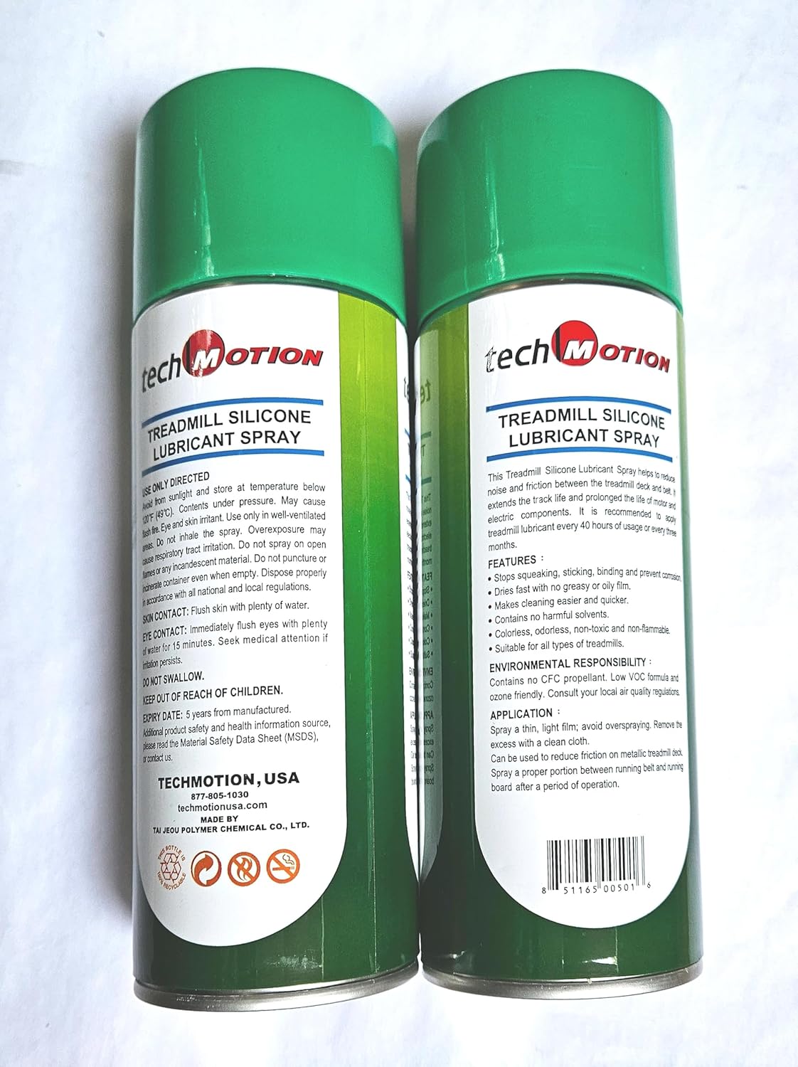 2pk Techmotion 100% Silicone Treadmill Belt & Deck Lubricant Spray -2 pcs
