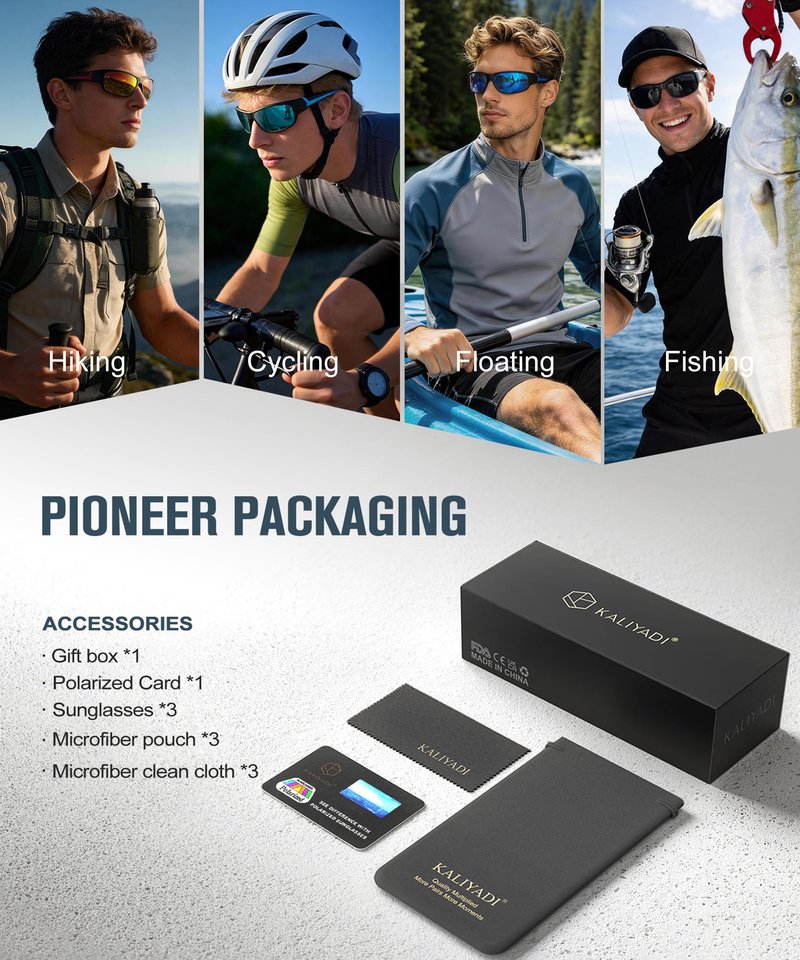 KALIYADI Polarized Sunglasses-for-Men Sports Sunglasses: Mens Sun Glasses with UV400 for Running Fishing Golf
