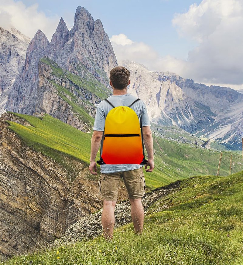 HOLYLUCK Drawstring Backpack Bag Sport Gym Sackpack (gradient orange and yellow)