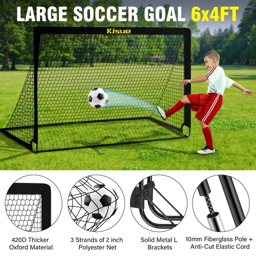 Kids Soccer Goals for Backyard Set, 2 of 6x4 ft Portable Pop Up Soccer Goal Training Equipment, Soccer Net with Target, Soccer Ball, Cones, Soccer Set for Kids Youth Toddler Sports Outdoor Games