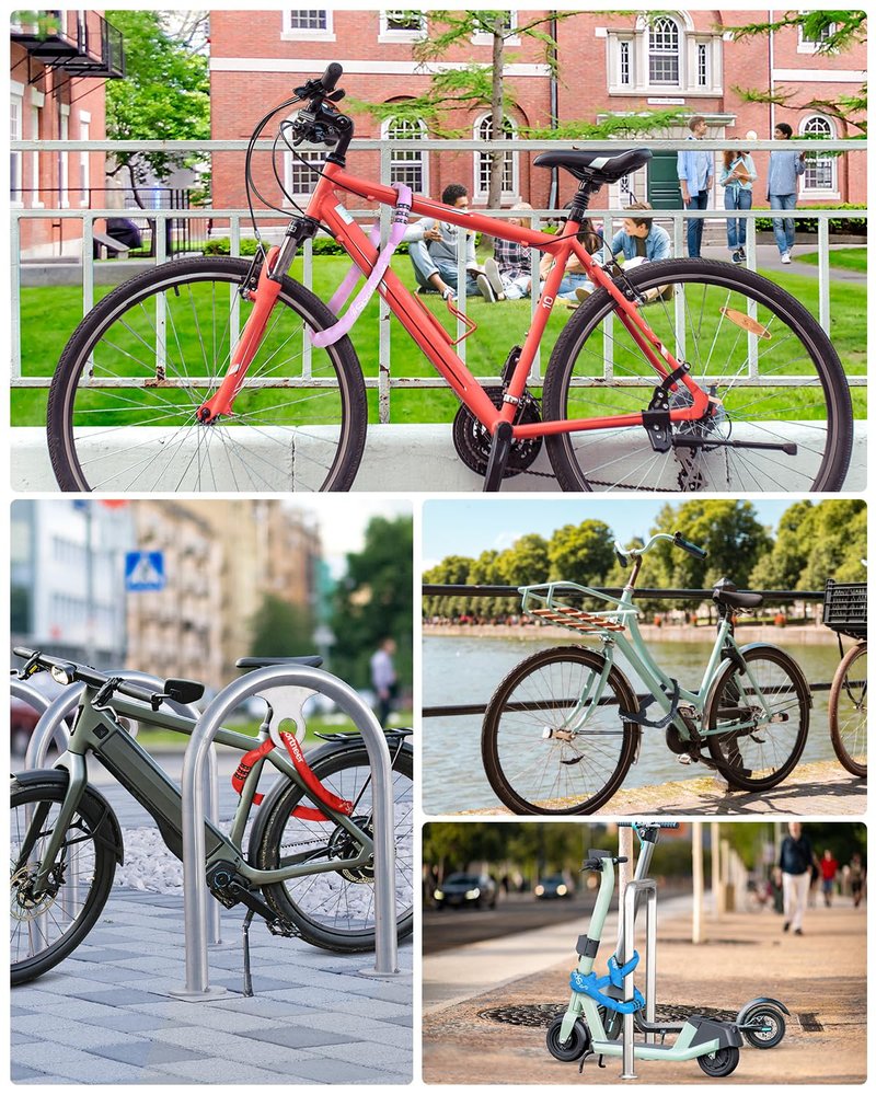 Sportneer Bike Lock: 5 Digit Combination High Security Anti Theft Bike Chain Lock - 3.2/3.6/4ft Heavy Duty Resettable Keyless Bicycle Lock for Bike, Motorcycle, Scooter, Door - 6mm Thick Pink